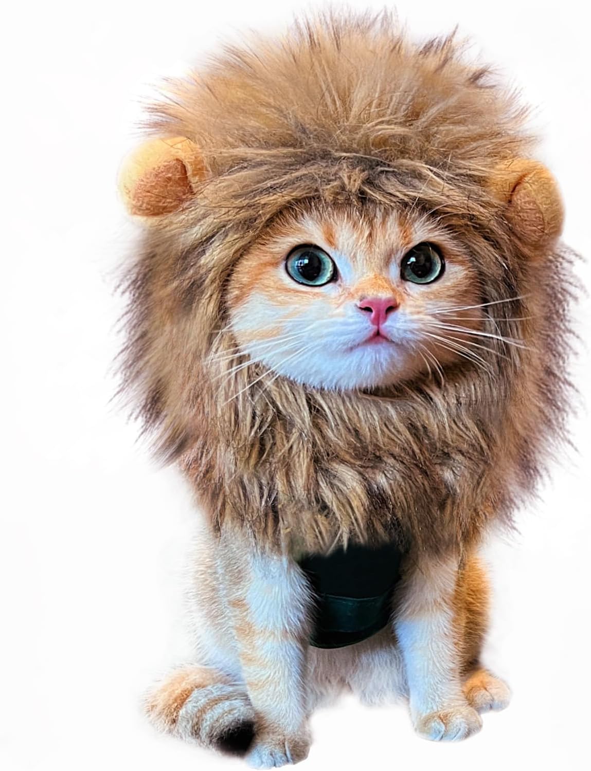 Lion Mane Wig for Cat Costume Pet Adjustable Washable Comfortable Fancy Lion Hair Cat Clothes Dress for Halloween Christmas Easter Festival Party Activity (Small, Brown)